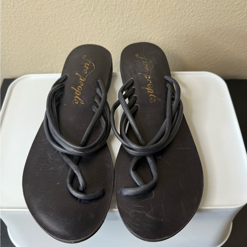 Free People Charcoal Strappy Sandals